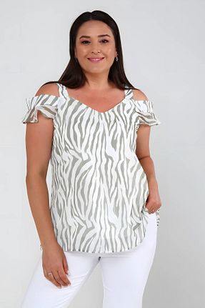 بلوز سایز بزرگ سبز زنانه سایز بزرگ Hanezza - کد 681506349