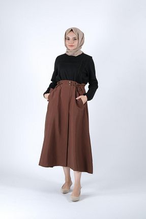 دامن حجاب قهوه ای زنانه Straight MASSİMO DONNA - کد 892043384