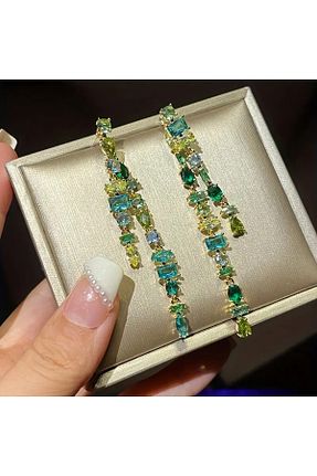 گوشواره نقره سبز زنانه 925 عیار begüm jewelery - کد 893331392