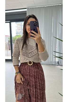 پلیور قهوه ای زنانه Ajurlu caddstore - کد 892066001