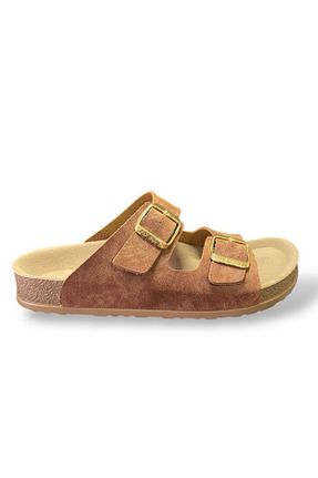 دمپائی قهوه ای زنانه چرم مصنوعی FLY SOFT - کد 892049788