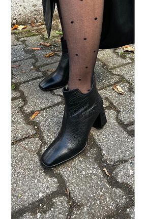 بوت / نیم بوت مشکی زنانه چرم خالص by emine eren emotion shoes - کد 883576720