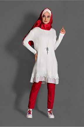 تونیک حجاب بژ زنانه بافتنی TRENDTESETTÜR - کد 59078844