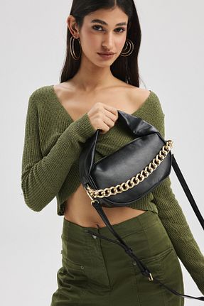 کیف دوشی مشکی زنانه چرم مصنوعی Forever 21 - کد 892409954
