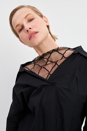 بلوز مشکی زنانه هندسی Setre - کد 773256750