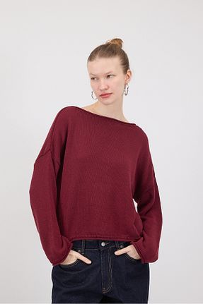 پلیور زرشکی زنانه ساده Addax - کد 887011828