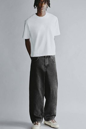 شلوار جین مشکی مردانه پاچه پهن Pull & Bear - کد 892132822