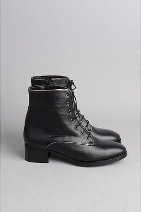بوت / نیم بوت مشکی زنانه چرم خالص SEÇ KUNDURA - کد 892139752