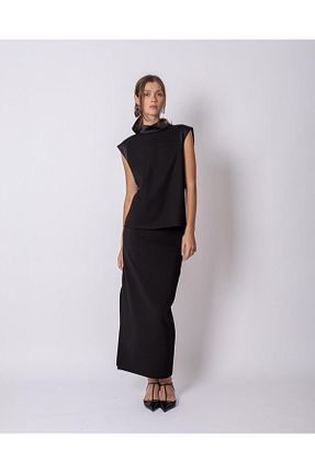 ست بالاتنه و پائین تنه مشکی زنانه بافتنی Lady Gina - کد 892143932