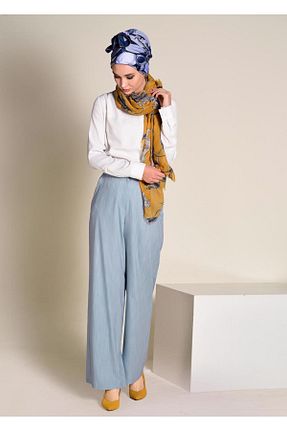 شلوار حجاب آبی زنانه مخلوط پلی استر TRENDTESETTÜR - کد 95678420