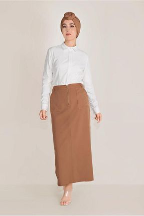 دامن حجاب قهوه ای زنانه Straight TRENDTESETTÜR - کد 143171160