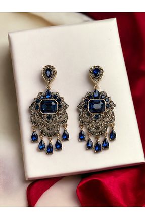گوشواره جواهر آبی میخ FAYRA ACCESSORIES - کد 892244534