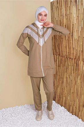 ست بالاتنه و پائین تنه حجاب بژ زنانه رگولار TRENDTESETTÜR - کد 97169315