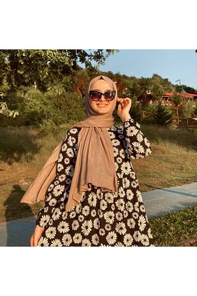 شال قهوه ای زنانه Hijab - کد 892297512