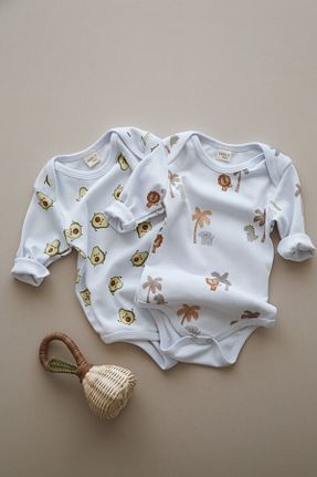 بادی و سرهمی نوزادی سفید بچه گانه %100 پنبه ارگانیک DoDo