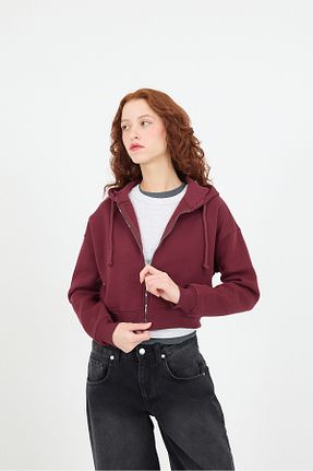 سوئیشرت زرشکی زنانه ساده Addax - کد 861574270