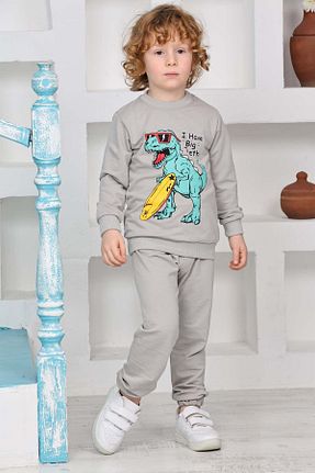 ست بالاتنه و پائین تنه طوسی بچه گانه بافت relax kids - کد 893544619