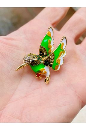 سنجاق سینه سبز زنانه فلزی Rachel Silver - کد 892319030