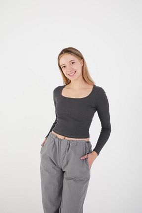 بلوز طوسی زنانه ساده Addax - کد 772369955