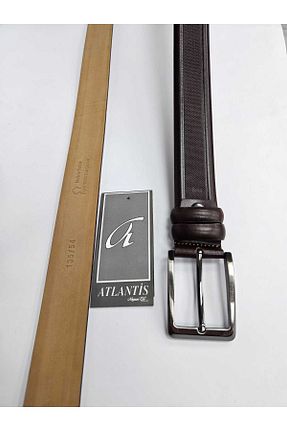 کمربند قهوه ای مردانه چرم خالص Atlantis Collection - کد 892348628