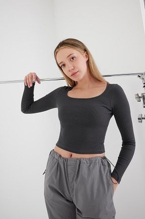 بلوز طوسی زنانه ساده Addax - کد 772369955