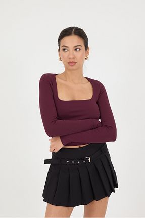 بلوز زرشکی زنانه ساده Addax - کد 857776422