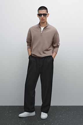 پلیور قهوه ای مردانه ساده Massimo Dutti - کد 892349963