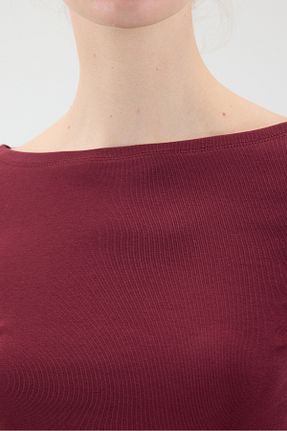 تیشرت زرشکی زنانه اسلیم فیت Addax - کد 874911745