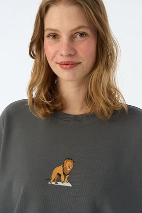 سوئیشرت طوسی زنانه ساده WWF Market - کد 771182769