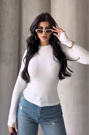 بلوز سفید زنانه ساده AYZİ - کد 892358042