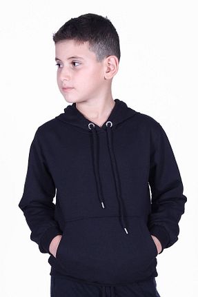 سوئیشرت مشکی بچه گانه ساده FYK KİDS - کد 336650005