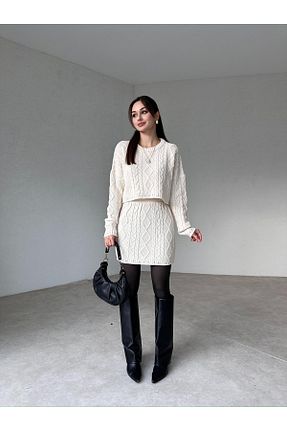 کت و شلوار بژ زنانه یقه کتی Mooi Butik - کد 893569026