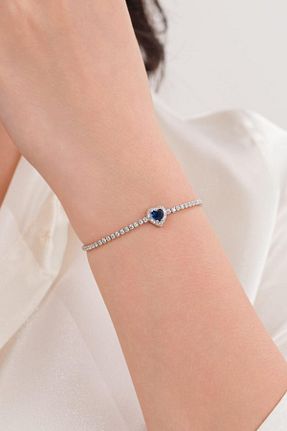 دستبند نقره آبی زنانه 925 عیار Tmt Silver - کد 892388774
