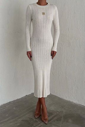 لباس سفید زنانه تریکو Asfa Moda - کد 892443003