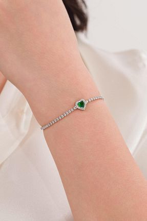 دستبند نقره سبز زنانه 925 عیار Tmt Silver - کد 892391764