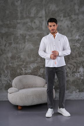 پیراهن سفید مردانه رگولار youknitwear you - کد 892513656