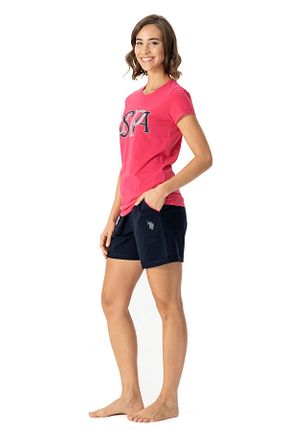 ست لباس راحتی صورتی زنانه طرح دار U.S. Polo Assn. - کد 809281264