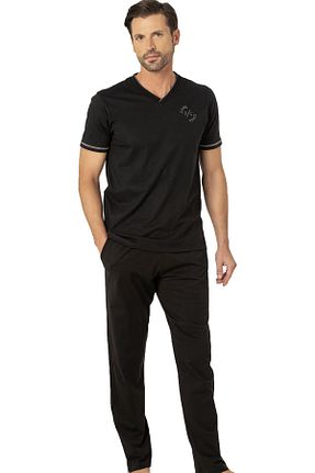 ست لباس راحتی مشکی مردانه چاپی Pierre Cardin - کد 892435987