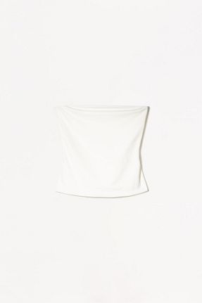 تیشرت بژ زنانه یقه دگاژه Bershka - کد 892447628