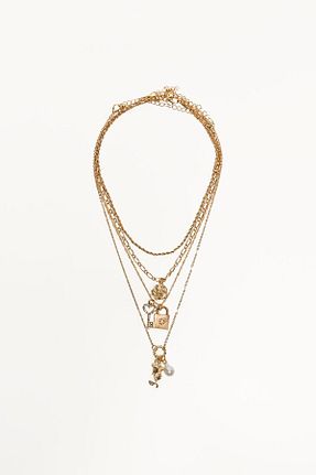 گردنبند جواهر طلائی زنانه آهن Bershka - کد 892411456