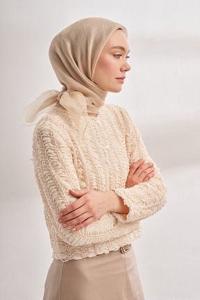 روسری بژ 100 x 100 ARMANDA - کد 892517838