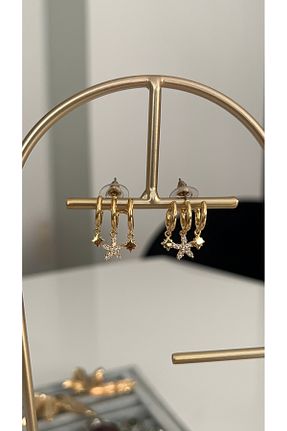 گوشواره جواهر طلائی زیرکن SU PERİSİ TAKI BİJUTERİ - کد 892449821