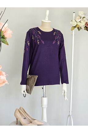 بلوز بنفش زنانه ساده ENDAMIM - کد 892493189