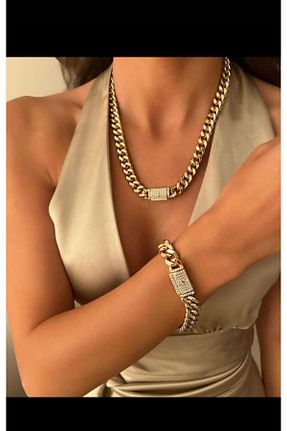 ست استیل طلائی زنانه رودیوم xUPING - کد 892434228