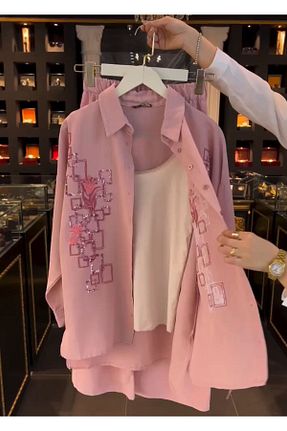 پیراهن صورتی زنانه رگولار CLASSY.MODA - کد 893732636