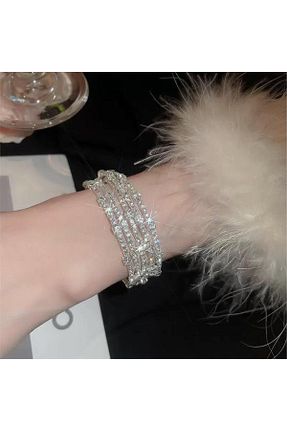 دستبند جواهر سفید زنانه زیرکن Pelin Aksesuar - کد 892530678