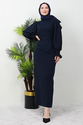 لباس حجاب سرمه ای زنانه Kalem giz astore - کد 830822146