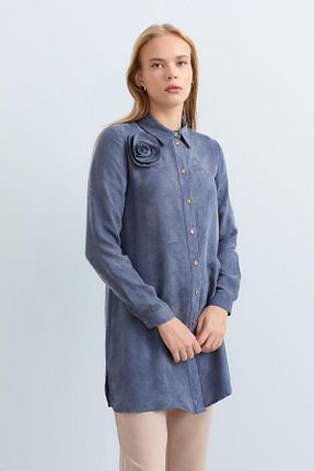 تونیک حجاب سرمه ای زنانه پلی استر Nihan - کد 894788701