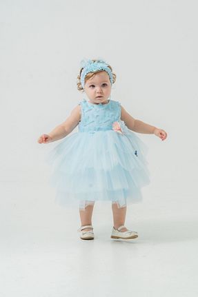 لباس مجلسی و فارغ التحصیلی آبی بچه گانه توری Eray Kids - کد 881720449