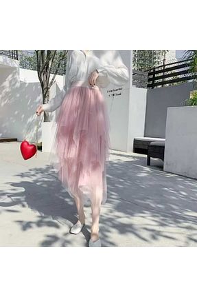 دامن صورتی زنانه لیکرا GARDIROZA - کد 892572109